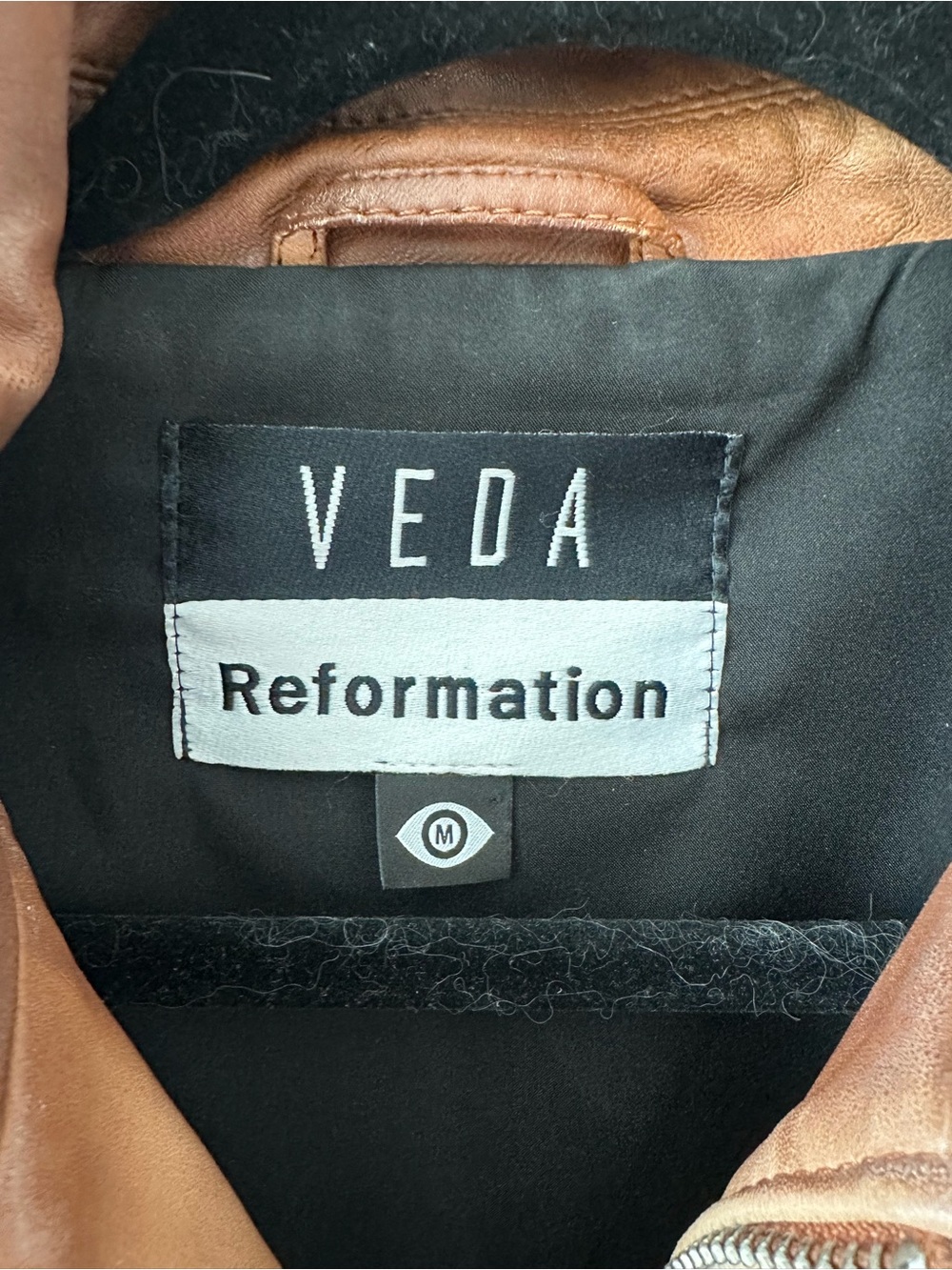 REFORMATION VEDA Marco Brown Leather Oversized Bomber SZ M - Picture 6 of 8